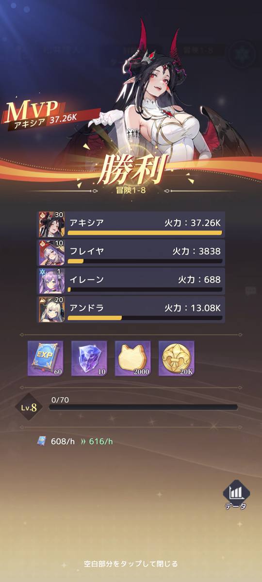 1章のボスに勝利。MVPは、割って入ったあの女性