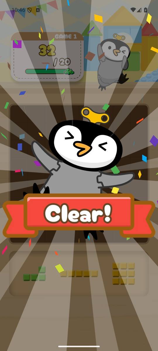 目標を超えてClear!。ペンギンが大喜び