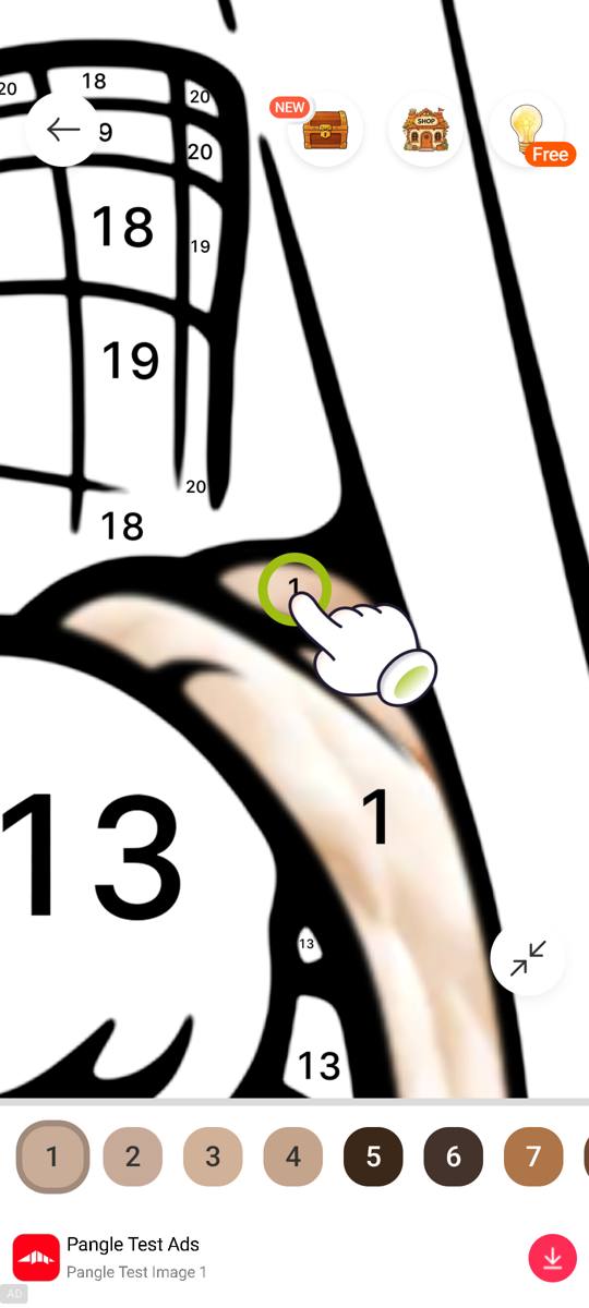 拡大すると指が1番の場所を指す